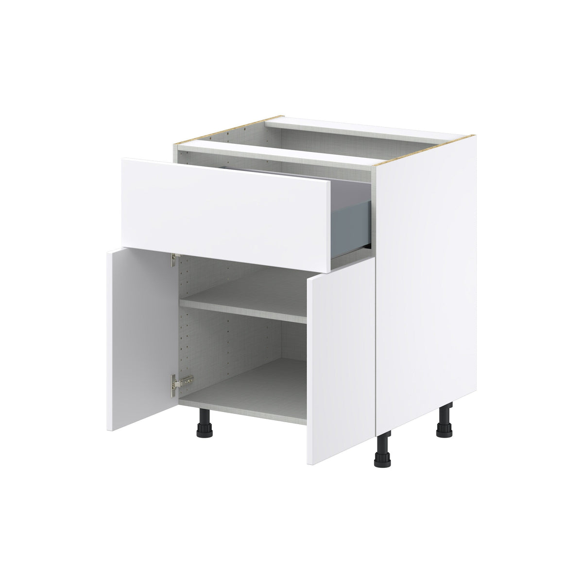 Hugo&Borg Lasalle 27-in W x 34.5-in H x 24-in D Bright White Slab 1-Drawer Base Fully Assembled Cabinet (Flat Panel Slab Style)