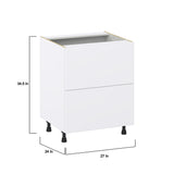 Hugo&Borg Lasalle 27-in W x 34.5-in H x 24-in D Bright White Slab 2-Drawer Base Fully Assembled Cabinet (Flat Panel Style)