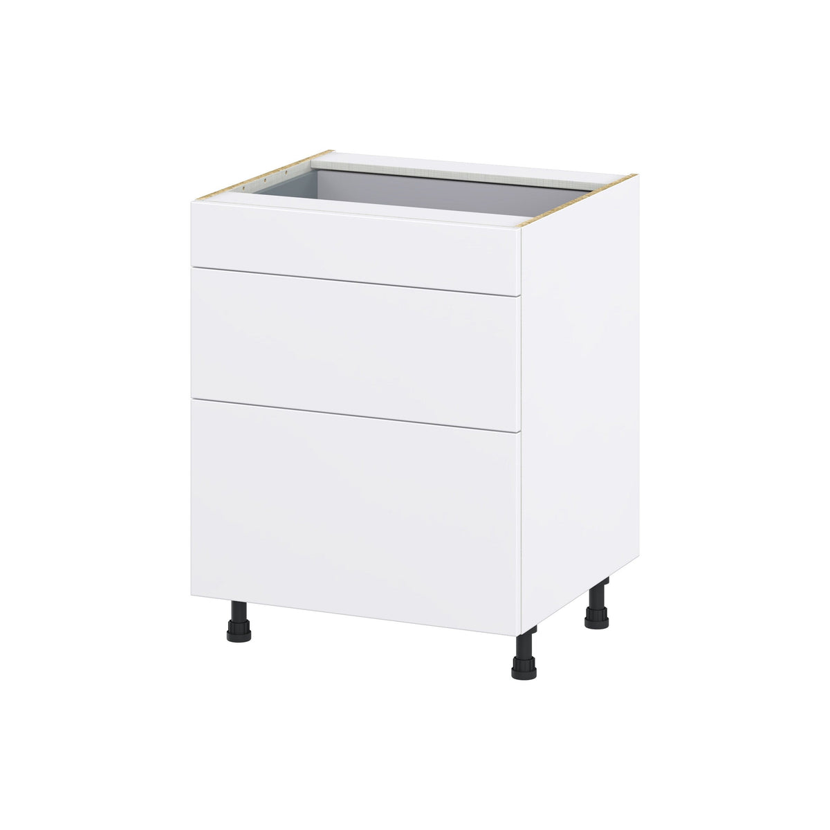 Hugo&Borg Lasalle 27-in W x 34.5-in H x 24-in D Bright White Slab 3-Drawer Base Fully Assembled Cabinet (Flat Panel Style)