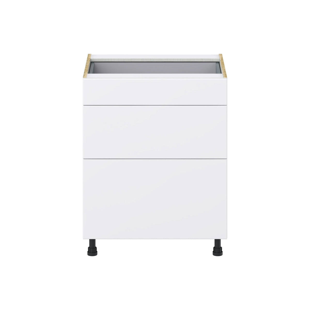 Hugo&Borg Lasalle 27-in W x 34.5-in H x 24-in D Bright White Slab 3-Drawer Base Fully Assembled Cabinet (Flat Panel Style)