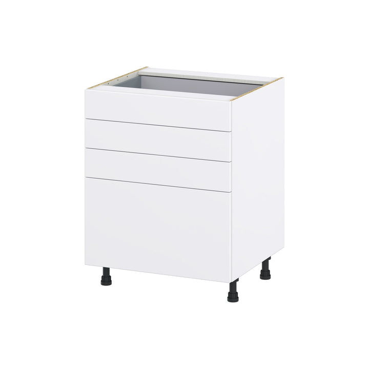 Hugo&Borg Lasalle 27-in W x 34.5-in H x 24-in D Bright White Slab 4-Drawer Base Fully Assembled Cabinet (Flat Panel Style)