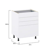 Hugo&Borg Lasalle 27-in W x 34.5-in H x 24-in D Bright White Slab 4-Drawer Base Fully Assembled Cabinet (Flat Panel Style)