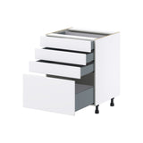 Hugo&Borg Lasalle 27-in W x 34.5-in H x 24-in D Bright White Slab 4-Drawer Base Fully Assembled Cabinet (Flat Panel Style)