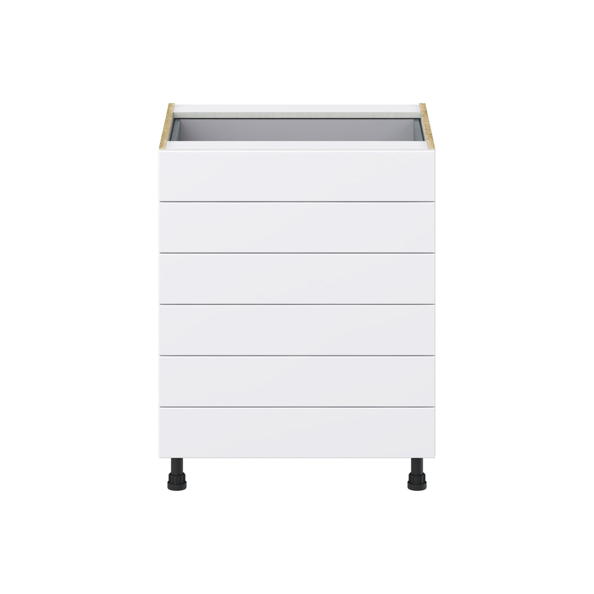 Hugo&Borg Lasalle 27-in W x 34.5-in H x 24-in D Bright White Slab 6-Drawer Base Fully Assembled Cabinet (Flat Panel Style)