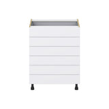 Hugo&Borg Lasalle 27-in W x 34.5-in H x 24-in D Bright White Slab 6-Drawer Base Fully Assembled Cabinet (Flat Panel Style)
