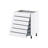 Hugo&Borg Lasalle 27-in W x 34.5-in H x 24-in D Bright White Slab 6-Drawer Base Fully Assembled Cabinet (Flat Panel Style)