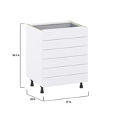 Hugo&Borg Lasalle 27-in W x 34.5-in H x 24-in D Bright White Slab 6-Drawer Base Fully Assembled Cabinet (Flat Panel Style)