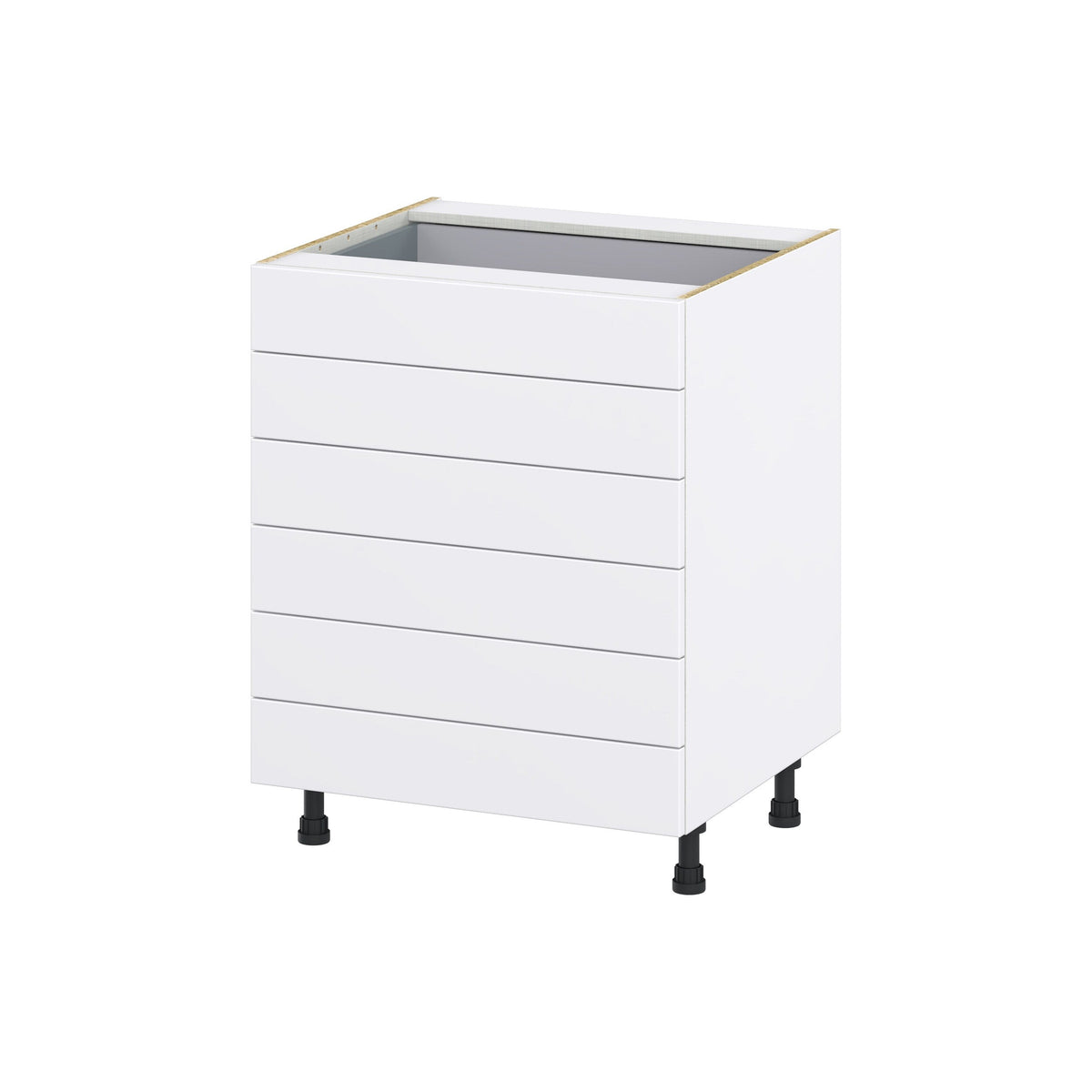 Hugo&Borg Lasalle 27-in W x 34.5-in H x 24-in D Bright White Slab 6-Drawer Base Fully Assembled Cabinet (Flat Panel Style)