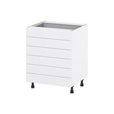 Hugo&Borg Lasalle 27-in W x 34.5-in H x 24-in D Bright White Slab 6-Drawer Base Fully Assembled Cabinet (Flat Panel Style)