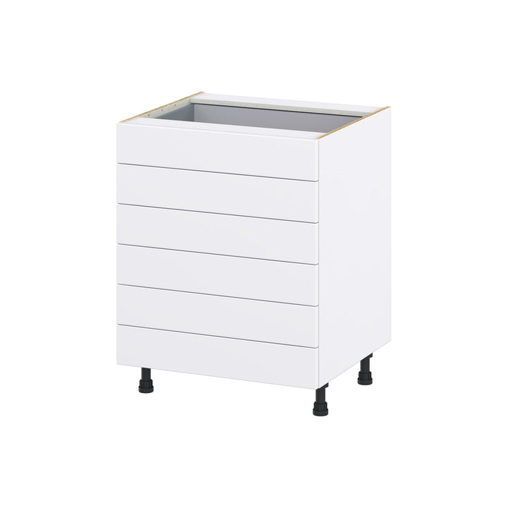 Hugo&Borg Lasalle 27-in W x 34.5-in H x 24-in D Bright White Slab 6-Drawer Base Fully Assembled Cabinet (Flat Panel Style)