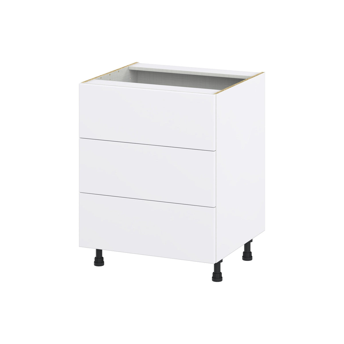Hugo&Borg Lasalle 27-in W x 34.5-in H x 24-in D Bright White Slab 3-Drawer Base Fully Assembled Cabinet (Flat Panel Style)