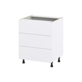 Hugo&Borg Lasalle 27-in W x 34.5-in H x 24-in D Bright White Slab 3-Drawer Base Fully Assembled Cabinet (Flat Panel Style)