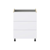 Hugo&Borg Lasalle 27-in W x 34.5-in H x 24-in D Bright White Slab 3-Drawer Base Fully Assembled Cabinet (Flat Panel Style)