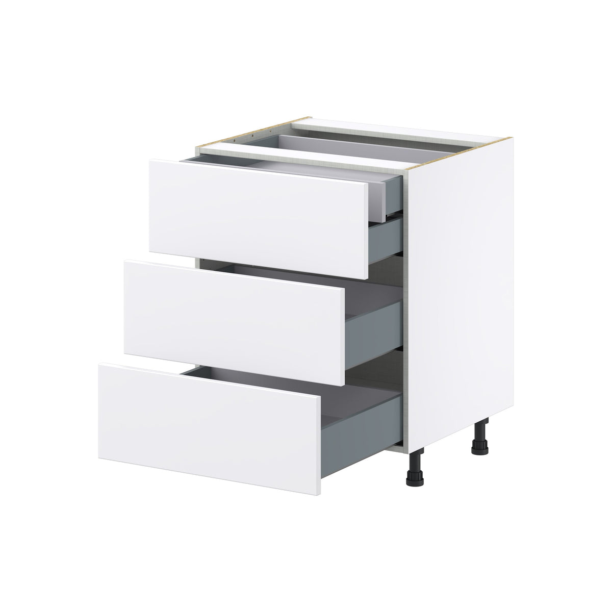 Hugo&Borg Lasalle 27-in W x 34.5-in H x 24-in D Bright White Slab 4-Drawer Base Fully Assembled Cabinet (Flat Panel Style)
