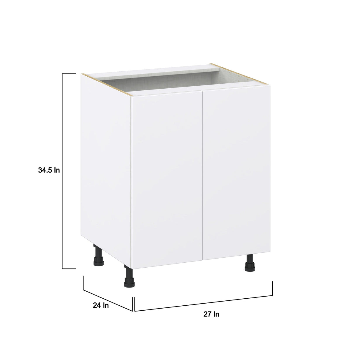 Hugo&Borg Lasalle 27-in W x 34.5-in H x 24-in D Bright White Slab Sink Base Fully Assembled Cabinet (Flat Panel Slab Style)