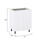 Hugo&Borg Lasalle 27-in W x 34.5-in H x 24-in D Bright White Slab Sink Base Fully Assembled Cabinet (Flat Panel Slab Style)