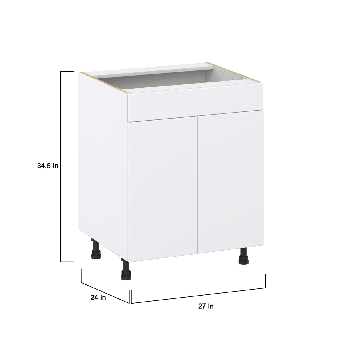 Hugo&Borg Lasalle 27-in W x 34.5-in H x 24-in D Bright White Slab Sink Base Fully Assembled Cabinet (Flat Panel Slab Style)