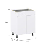 Hugo&Borg Lasalle 27-in W x 34.5-in H x 24-in D Bright White Slab Sink Base Fully Assembled Cabinet (Flat Panel Slab Style)