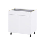 Hugo&Borg Lasalle 33-in W x 34.5-in H x 24-in D Bright White Slab 1-Drawer Base Fully Assembled Cabinet (Flat Panel Slab Style)