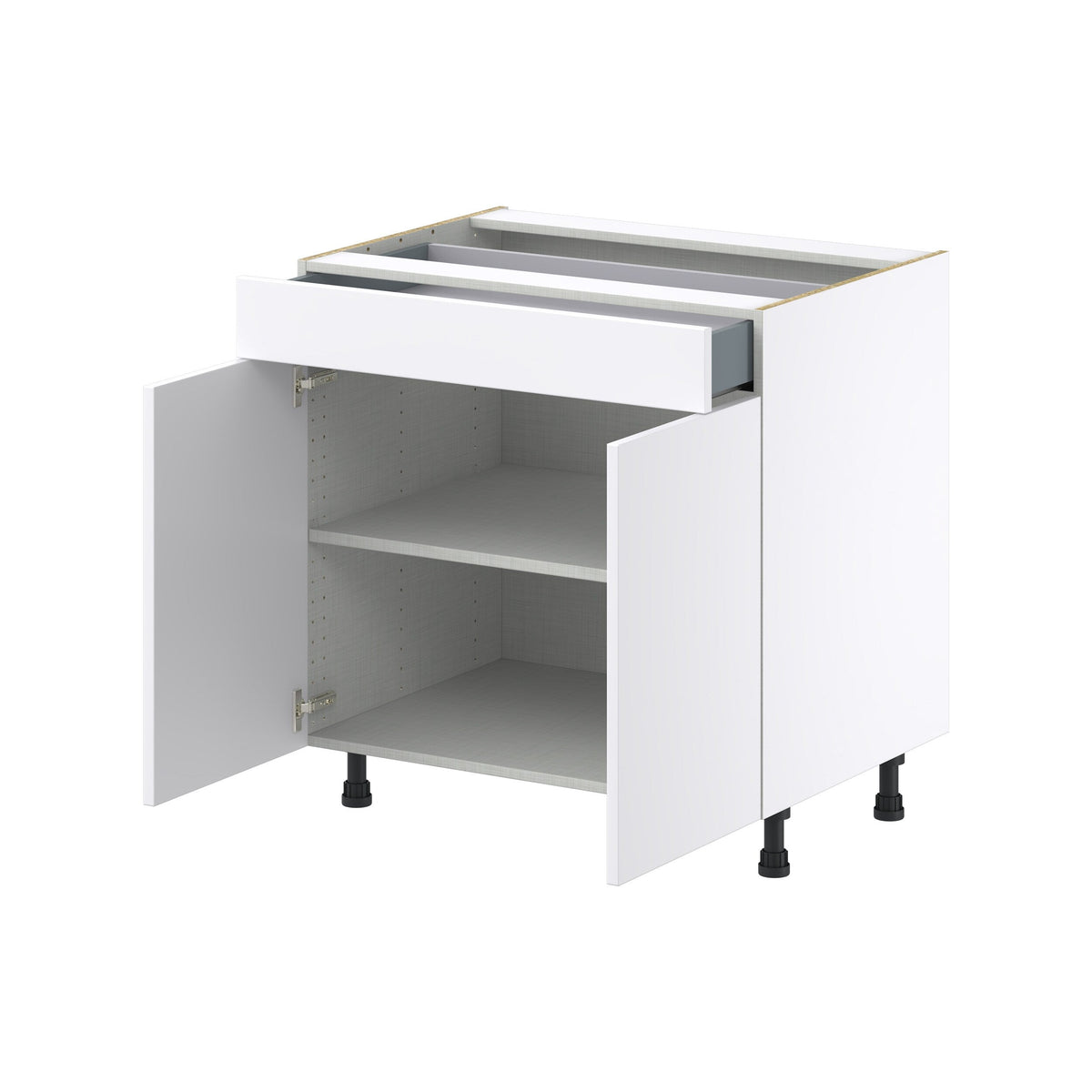 Hugo&Borg Lasalle 33-in W x 34.5-in H x 24-in D Bright White Slab 1-Drawer Base Fully Assembled Cabinet (Flat Panel Slab Style)