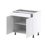 Hugo&Borg Lasalle 33-in W x 34.5-in H x 24-in D Bright White Slab 1-Drawer Base Fully Assembled Cabinet (Flat Panel Slab Style)
