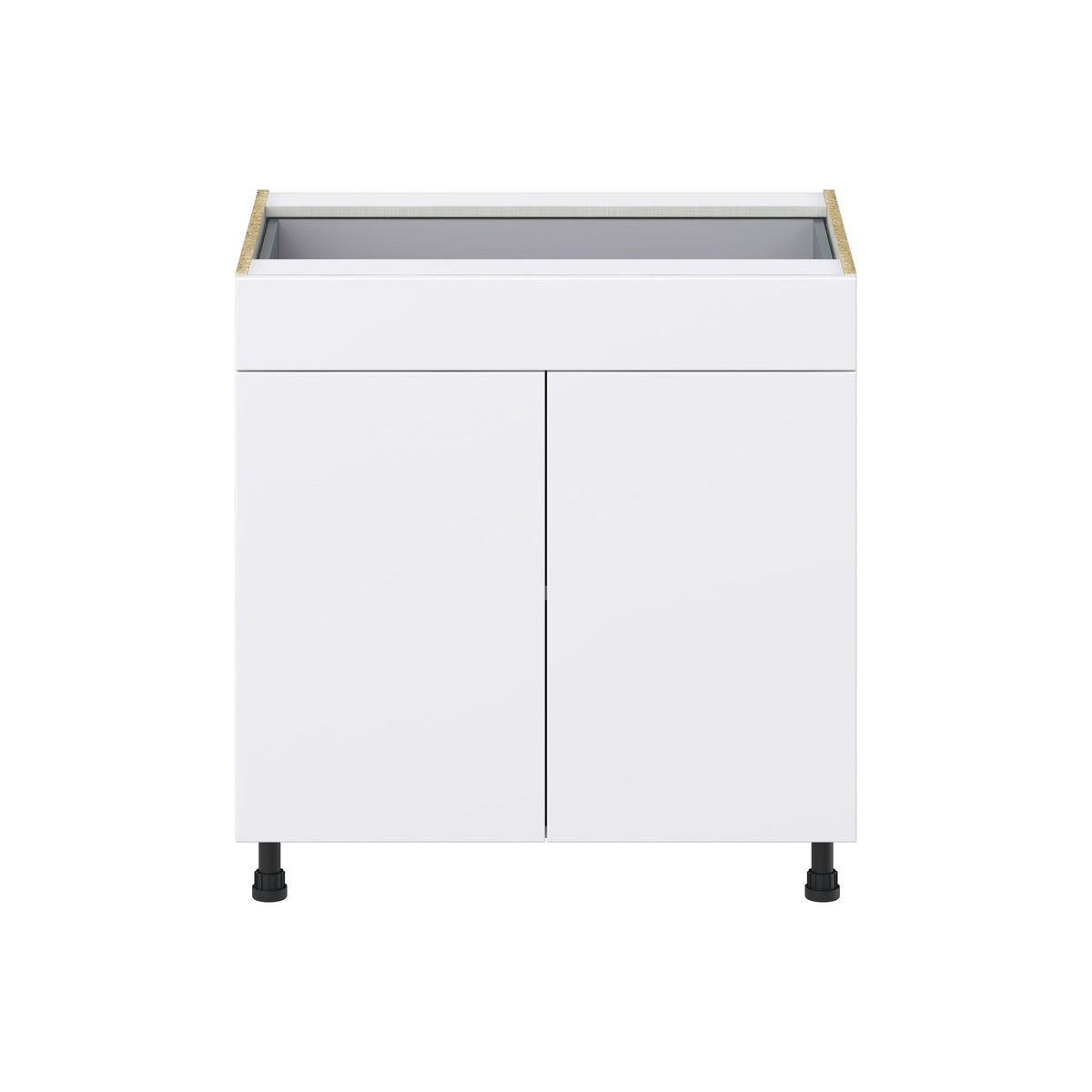 Hugo&Borg Lasalle 33-in W x 34.5-in H x 24-in D Bright White Slab 1-Drawer Base Fully Assembled Cabinet (Flat Panel Slab Style)