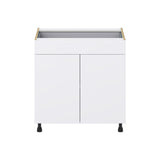 Hugo&Borg Lasalle 33-in W x 34.5-in H x 24-in D Bright White Slab 1-Drawer Base Fully Assembled Cabinet (Flat Panel Slab Style)