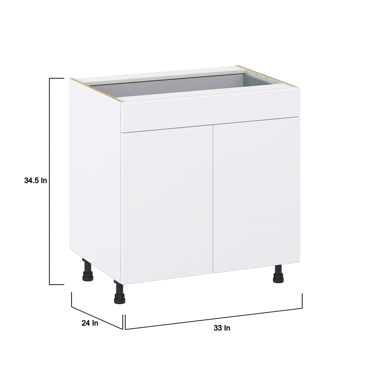 Hugo&Borg Lasalle 33-in W x 34.5-in H x 24-in D Bright White Slab 1-Drawer Base Fully Assembled Cabinet (Flat Panel Slab Style)