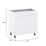 Hugo&Borg Lasalle 33-in W x 34.5-in H x 24-in D Bright White Slab 1-Drawer Base Fully Assembled Cabinet (Flat Panel Slab Style)
