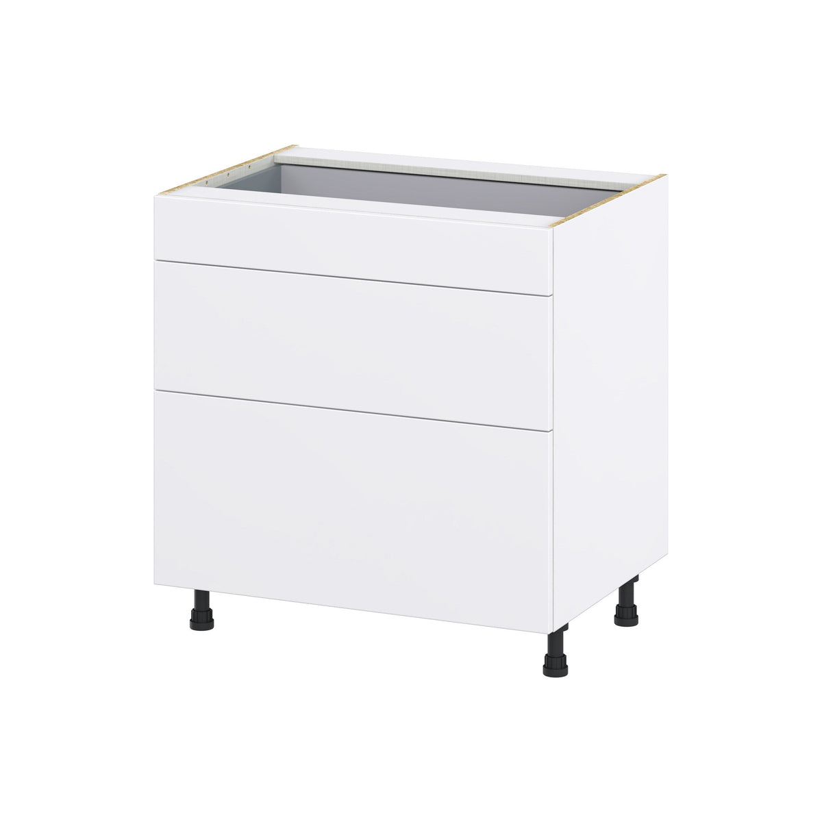 Hugo&Borg Lasalle 33-in W x 34.5-in H x 24-in D Bright White Slab 3-Drawer Base Fully Assembled Cabinet (Flat Panel Style)