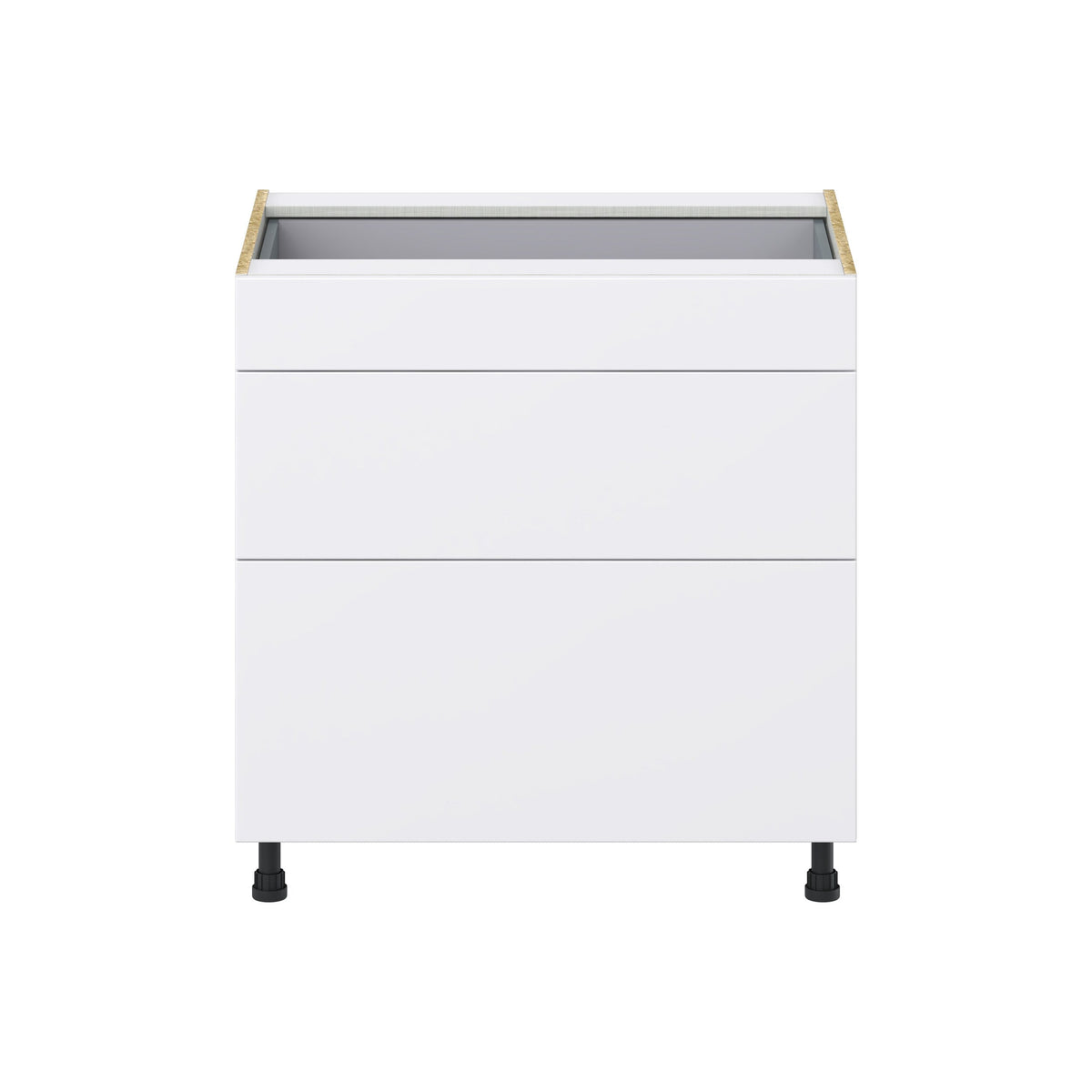 Hugo&Borg Lasalle 33-in W x 34.5-in H x 24-in D Bright White Slab 3-Drawer Base Fully Assembled Cabinet (Flat Panel Style)