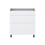 Hugo&Borg Lasalle 33-in W x 34.5-in H x 24-in D Bright White Slab 3-Drawer Base Fully Assembled Cabinet (Flat Panel Style)