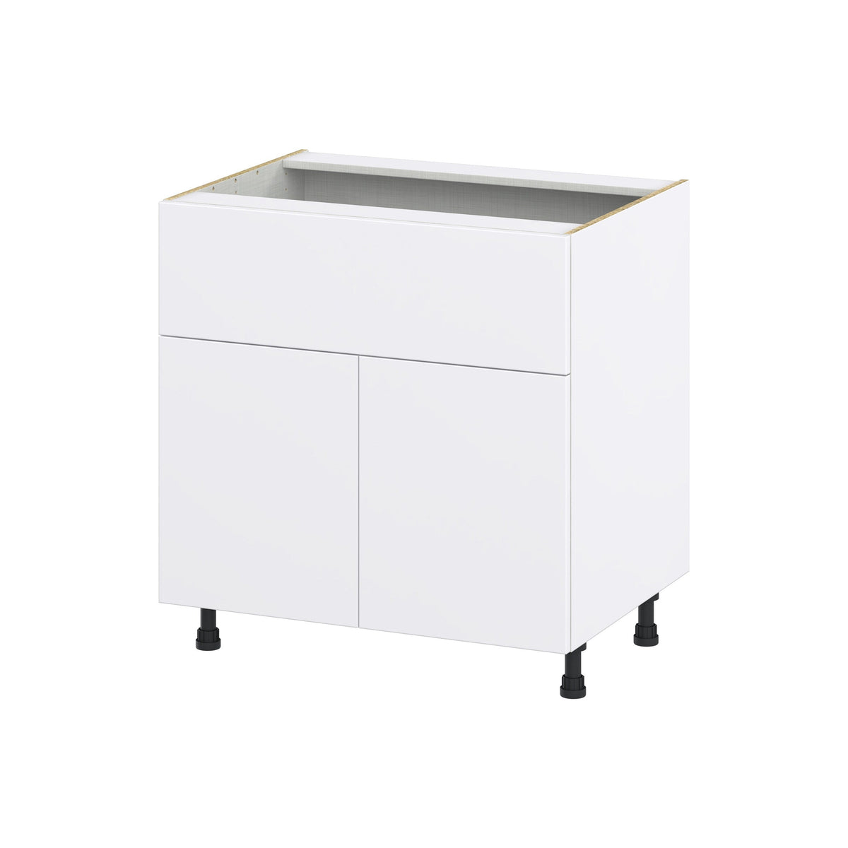 Hugo&Borg Lasalle 33-in W x 34.5-in H x 24-in D Bright White Slab 1-Drawer Base Fully Assembled Cabinet (Flat Panel Slab Style)