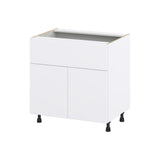 Hugo&Borg Lasalle 33-in W x 34.5-in H x 24-in D Bright White Slab 1-Drawer Base Fully Assembled Cabinet (Flat Panel Slab Style)
