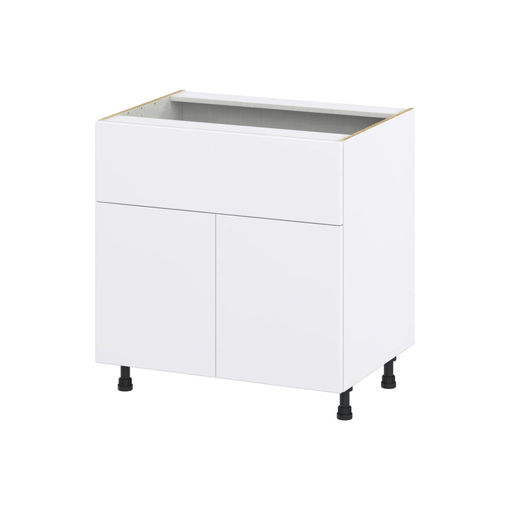 Hugo&Borg Lasalle 33-in W x 34.5-in H x 24-in D Bright White Slab 1-Drawer Base Fully Assembled Cabinet (Flat Panel Slab Style)