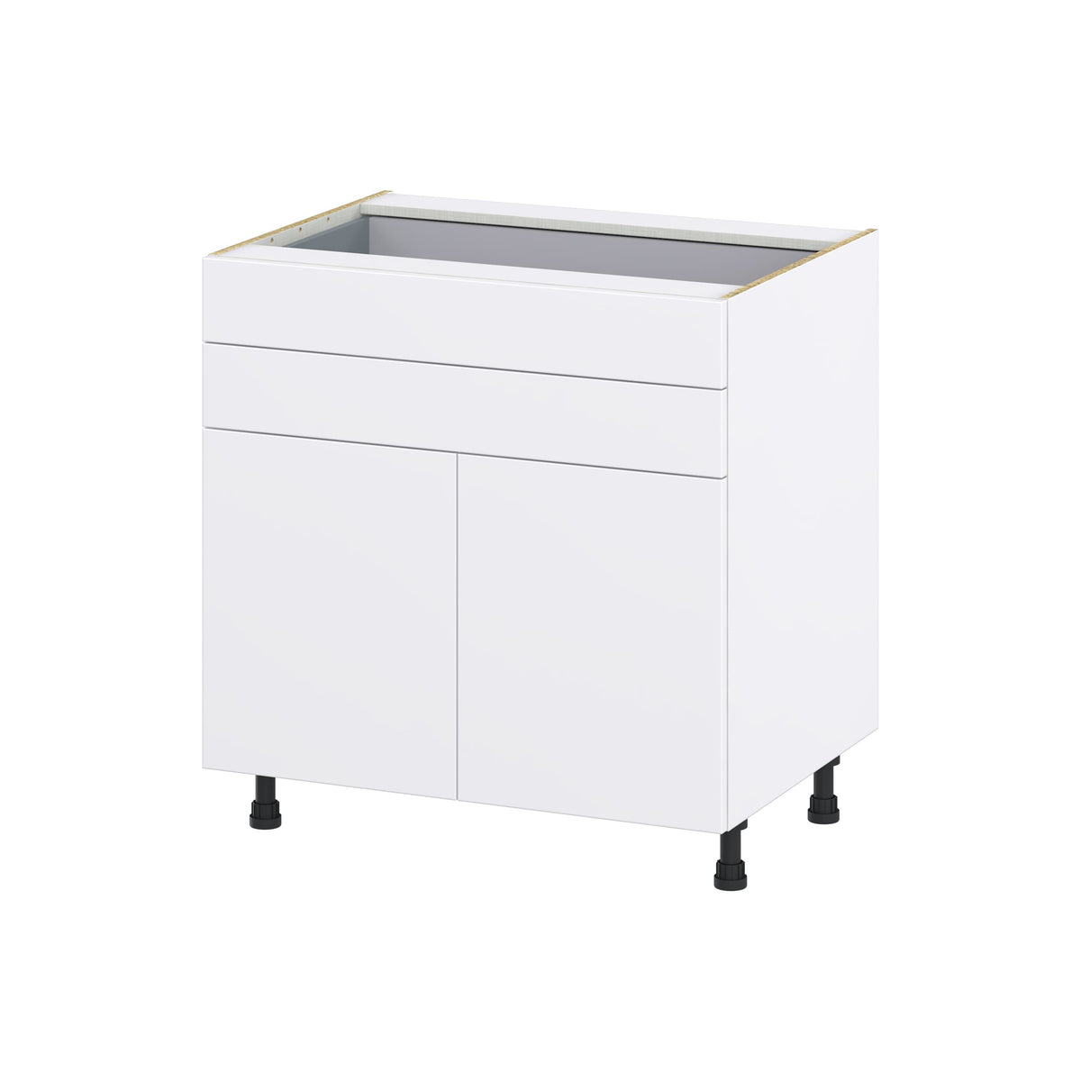 Hugo&Borg Lasalle 33-in W x 34.5-in H x 24-in D Bright White Slab 2-Drawers Base Fully Assembled Cabinet (Flat Panel Slab Style)