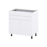 Hugo&Borg Lasalle 33-in W x 34.5-in H x 24-in D Bright White Slab 2-Drawers Base Fully Assembled Cabinet (Flat Panel Slab Style)