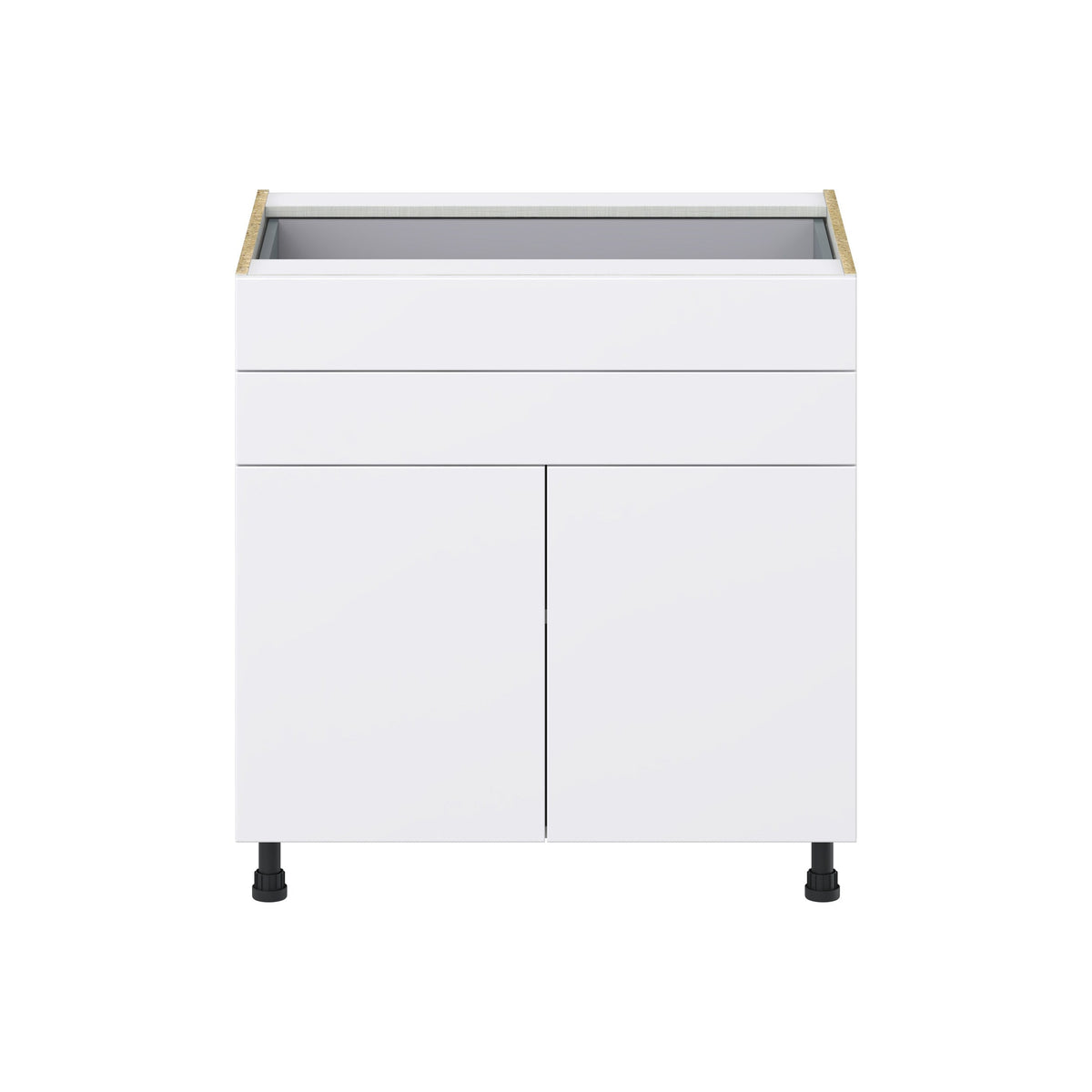 Hugo&Borg Lasalle 33-in W x 34.5-in H x 24-in D Bright White Slab 2-Drawers Base Fully Assembled Cabinet (Flat Panel Slab Style)