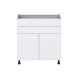 Hugo&Borg Lasalle 33-in W x 34.5-in H x 24-in D Bright White Slab 2-Drawers Base Fully Assembled Cabinet (Flat Panel Slab Style)