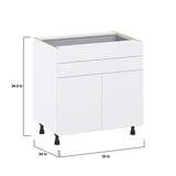 Hugo&Borg Lasalle 33-in W x 34.5-in H x 24-in D Bright White Slab 2-Drawers Base Fully Assembled Cabinet (Flat Panel Slab Style)