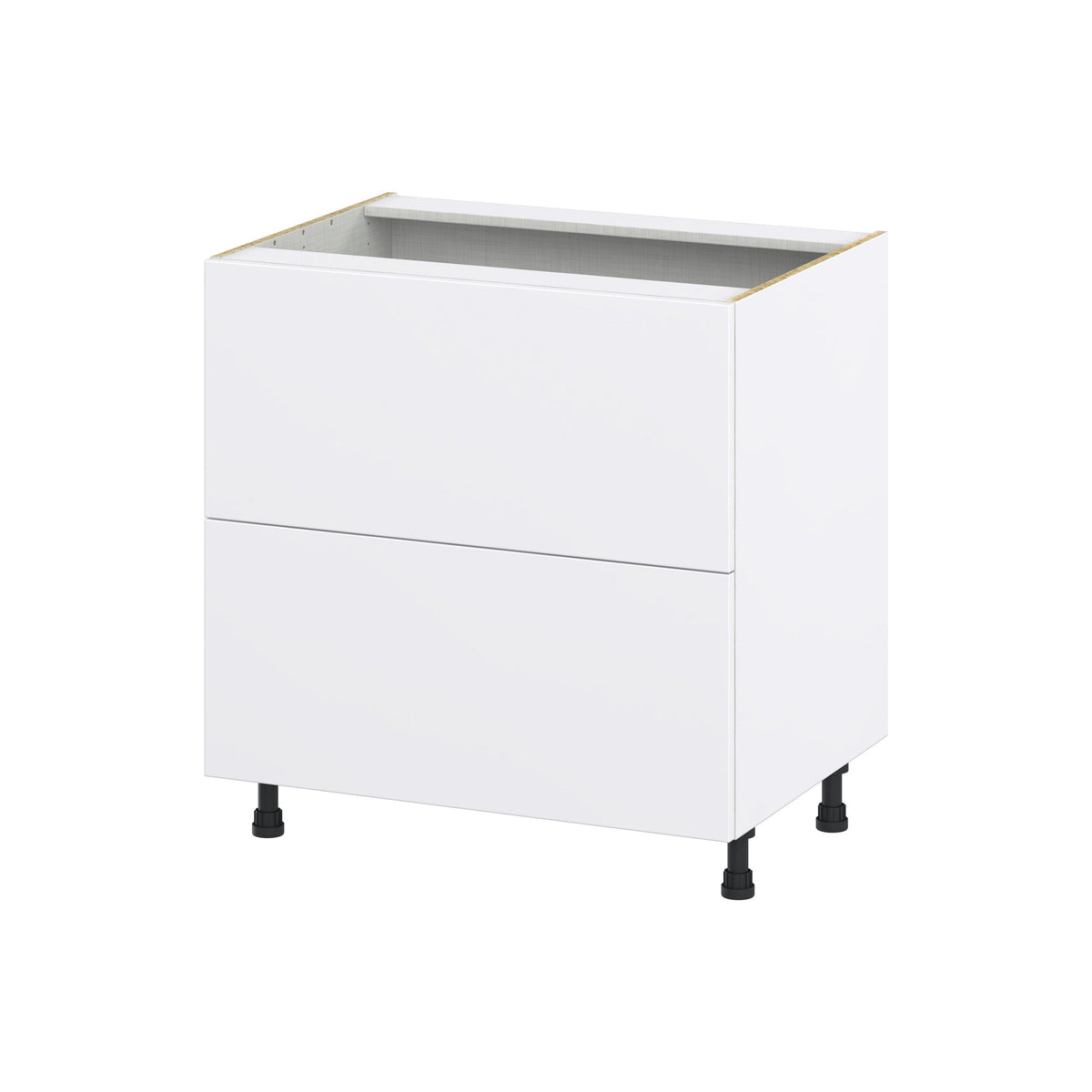 Hugo&Borg Lasalle 33-in W x 34.5-in H x 24-in D Bright White Slab 2-Drawer Base Fully Assembled Cabinet (Flat Panel Style)