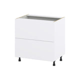 Hugo&Borg Lasalle 33-in W x 34.5-in H x 24-in D Bright White Slab 2-Drawer Base Fully Assembled Cabinet (Flat Panel Style)