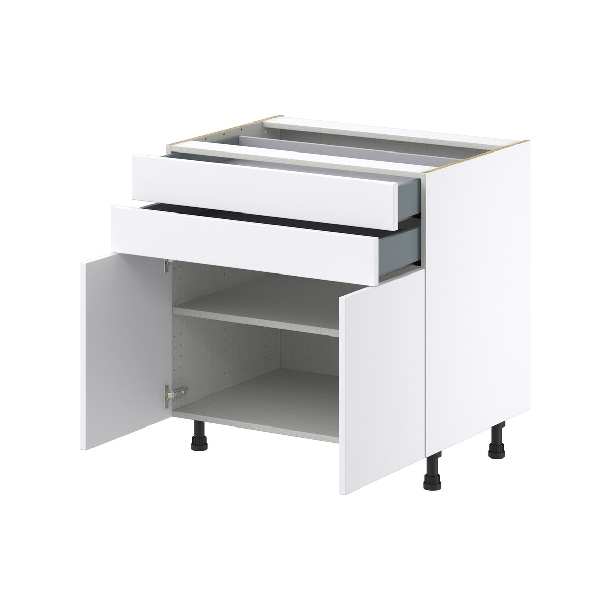 Hugo&Borg Lasalle 33-in W x 34.5-in H x 24-in D Bright White Slab 2-Drawers Base Fully Assembled Cabinet (Flat Panel Slab Style)