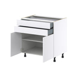 Hugo&Borg Lasalle 33-in W x 34.5-in H x 24-in D Bright White Slab 2-Drawers Base Fully Assembled Cabinet (Flat Panel Slab Style)