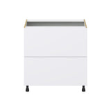 Hugo&Borg Lasalle 33-in W x 34.5-in H x 24-in D Bright White Slab 2-Drawer Base Fully Assembled Cabinet (Flat Panel Style)