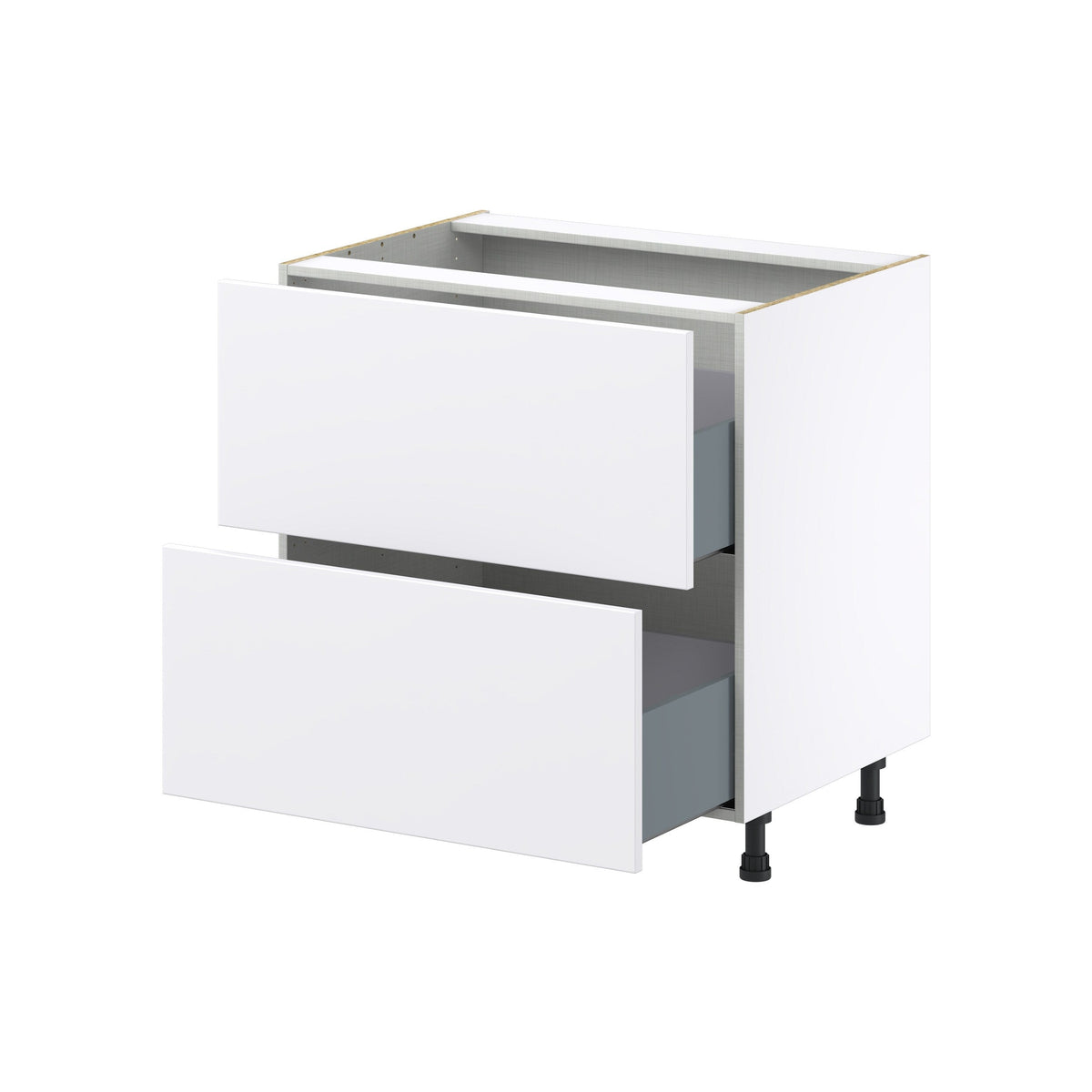 Hugo&Borg Lasalle 33-in W x 34.5-in H x 24-in D Bright White Slab 2-Drawer Base Fully Assembled Cabinet (Flat Panel Style)