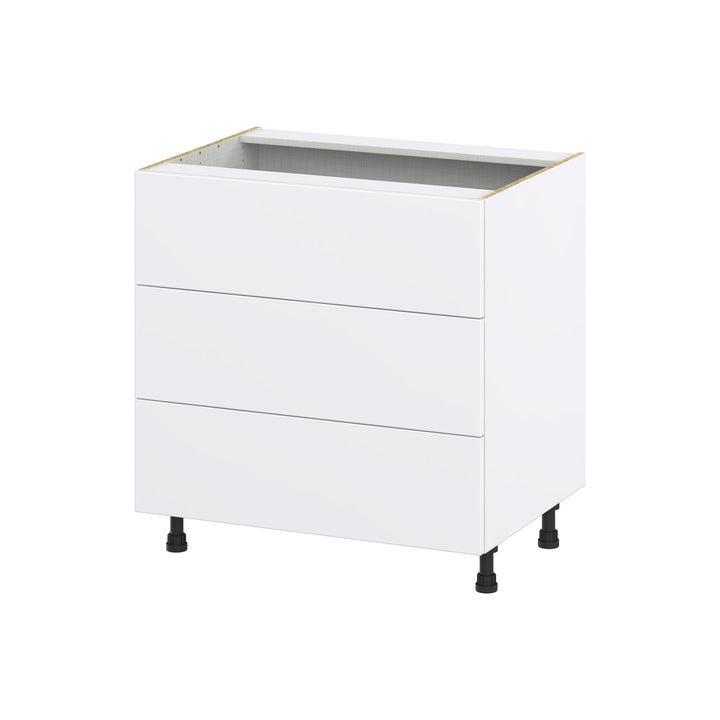 Hugo&Borg Lasalle 33-in W x 34.5-in H x 24-in D Bright White Slab 3-Drawer Base Fully Assembled Cabinet (Flat Panel Style)