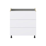 Hugo&Borg Lasalle 33-in W x 34.5-in H x 24-in D Bright White Slab 3-Drawer Base Fully Assembled Cabinet (Flat Panel Style)