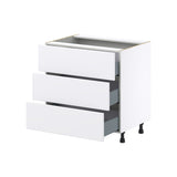 Hugo&Borg Lasalle 33-in W x 34.5-in H x 24-in D Bright White Slab 3-Drawer Base Fully Assembled Cabinet (Flat Panel Style)