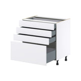 Hugo&Borg Lasalle 33-in W x 34.5-in H x 24-in D Bright White Slab 4-Drawer Base Fully Assembled Cabinet (Flat Panel Style)